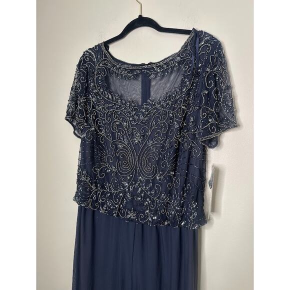 PISARRO NIGHTS Womens Size 14 Navy Bateau Neck Floor Length Jumpsuit Formal - Picture 3 of 12